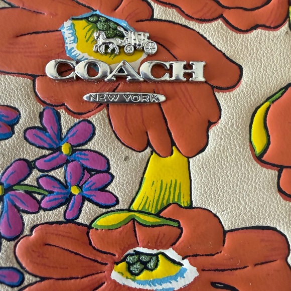 Coach Floral Shoulder Bag and Wallet Set - Red, Purple, Yellow on Cream - Picture 2 of 16